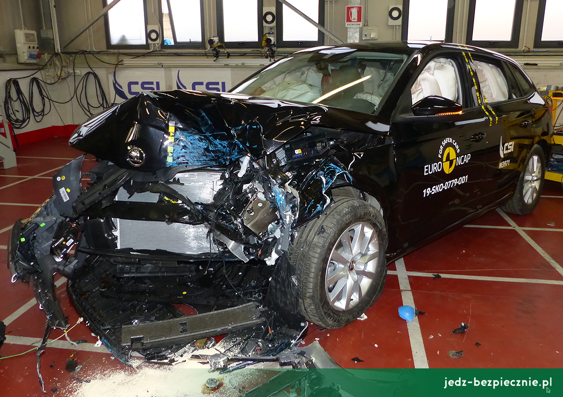 Testy zderzeniowe Euro NCAP - Skoda Scala - po uderzeniu w przeszkodę odkształcalną