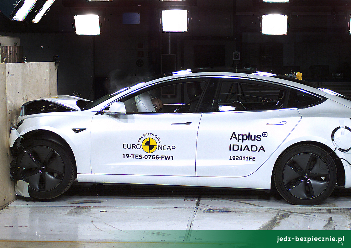 Testy zderzeniowe Euro NCAP - Tesla Model 3 - wysokie noty w testach zderzeniowych Euro NCAP