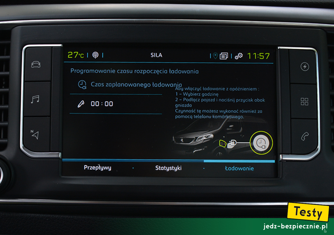 Testy - Peugeot e-Traveller - programowanie ładowania samochodu