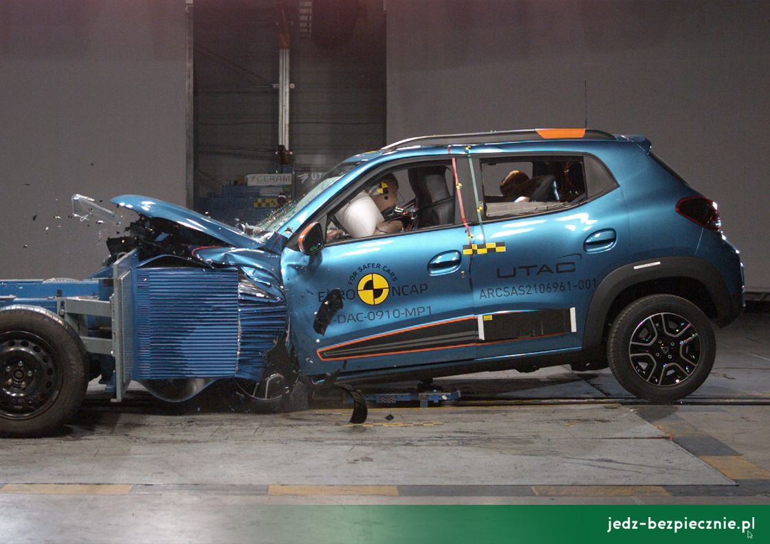 TESTY ZDERZENIOWE EURO NCAP | Dacia Spring - próba zderzenia z przeszkodą mobilną