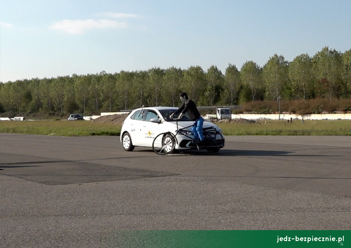 TESTY ZDERZENIOWE EURO NCAP | Volkswagen Polo VI facelifting - ocena efektywności ochrony potrąconego rowerzysty