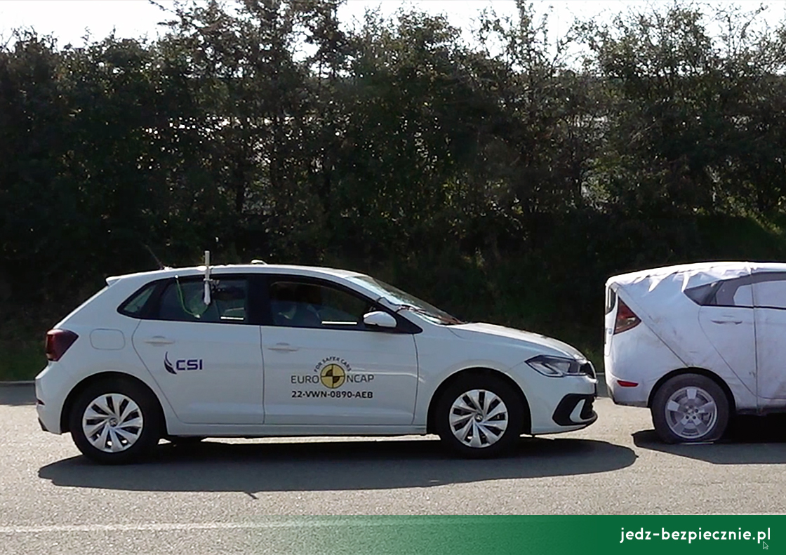TESTY ZDERZENIOWE EURO NCAP | Volkswagen Polo VI facelifting - ocena efektywności działania systemu awaryjnego hamowania przed przeszkodą