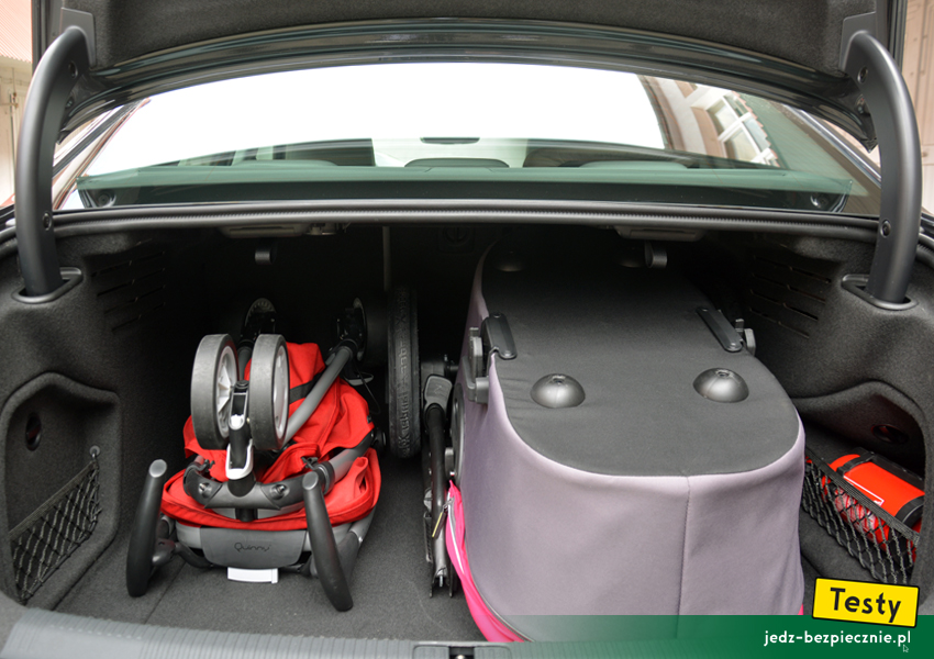 Testy - Audi A4 Limousine - próby z pakowaniem do bagażnika dwóch wózków dziecięcych X-lander i Quinny