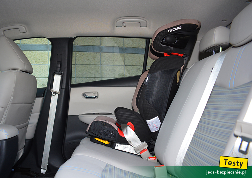 Testy - Nissan LEAF II - montaż fotelika dziecięcego, przodem do kierunku jazdy, kanapa, Isofix, Recaro