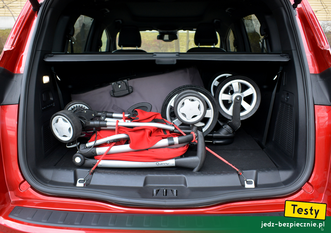 Testy - Ford S-Max hybrid - próba z pakowaniem do bagażnika dwóch wózków dziecięcych, wersja pięcioosobowa