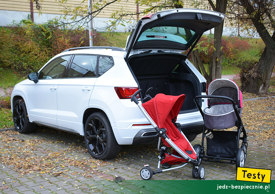 Testy - SEAT Ateca 4Drive facelifting - próby z pakowaniem do bagażnika wózków dziecięcych