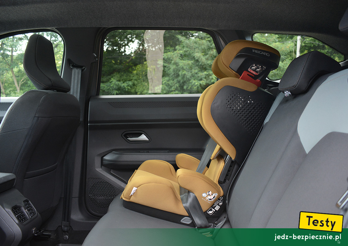 TESTY | Dacia Bigster 4x4 mild hybrid | montaż fotelika samochodowego dla dziecka, Isofix, i-Size, grupa 2-3, przodem do kierunku jazdy, kanapa, Recaro Mako Elite 2