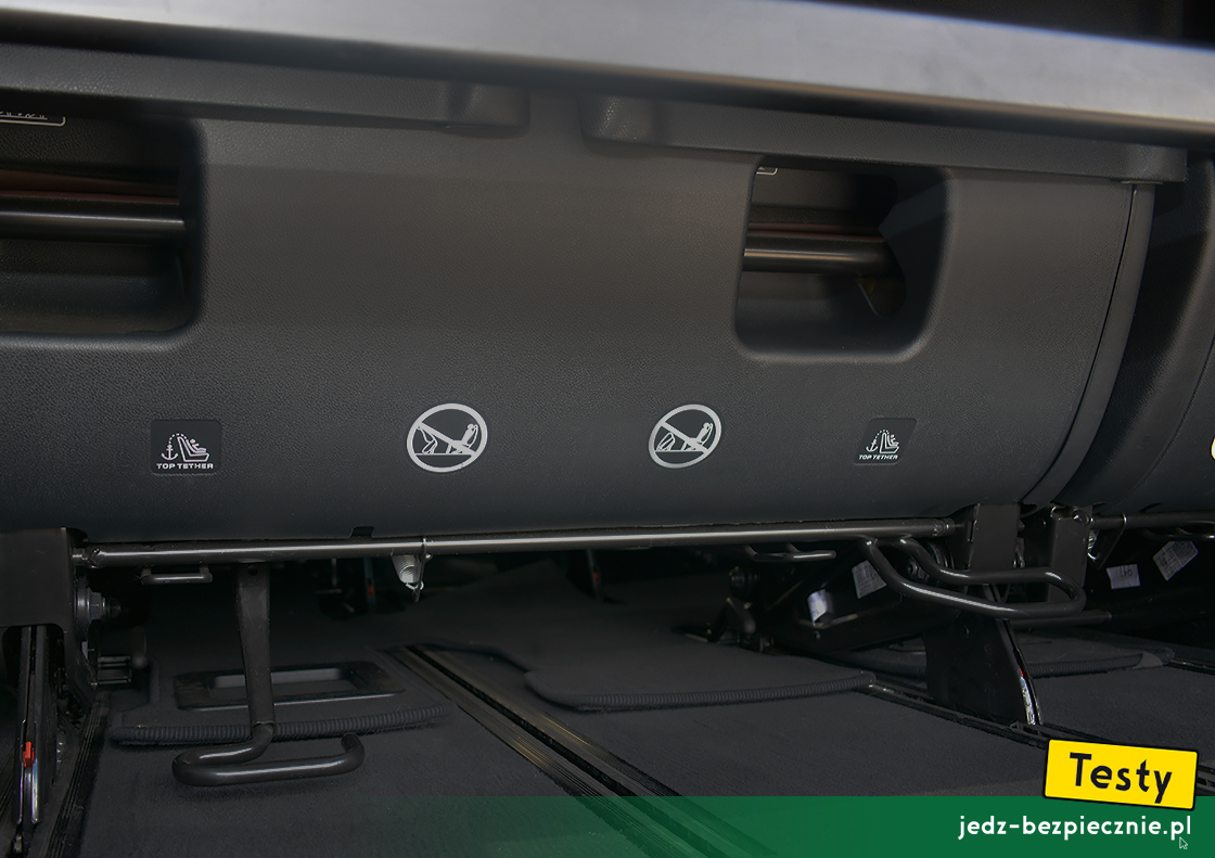 Mercedes Klasa V - mocowanie top-tether dla fotelików dzięcięcych typu Isofix - ostatni rząd