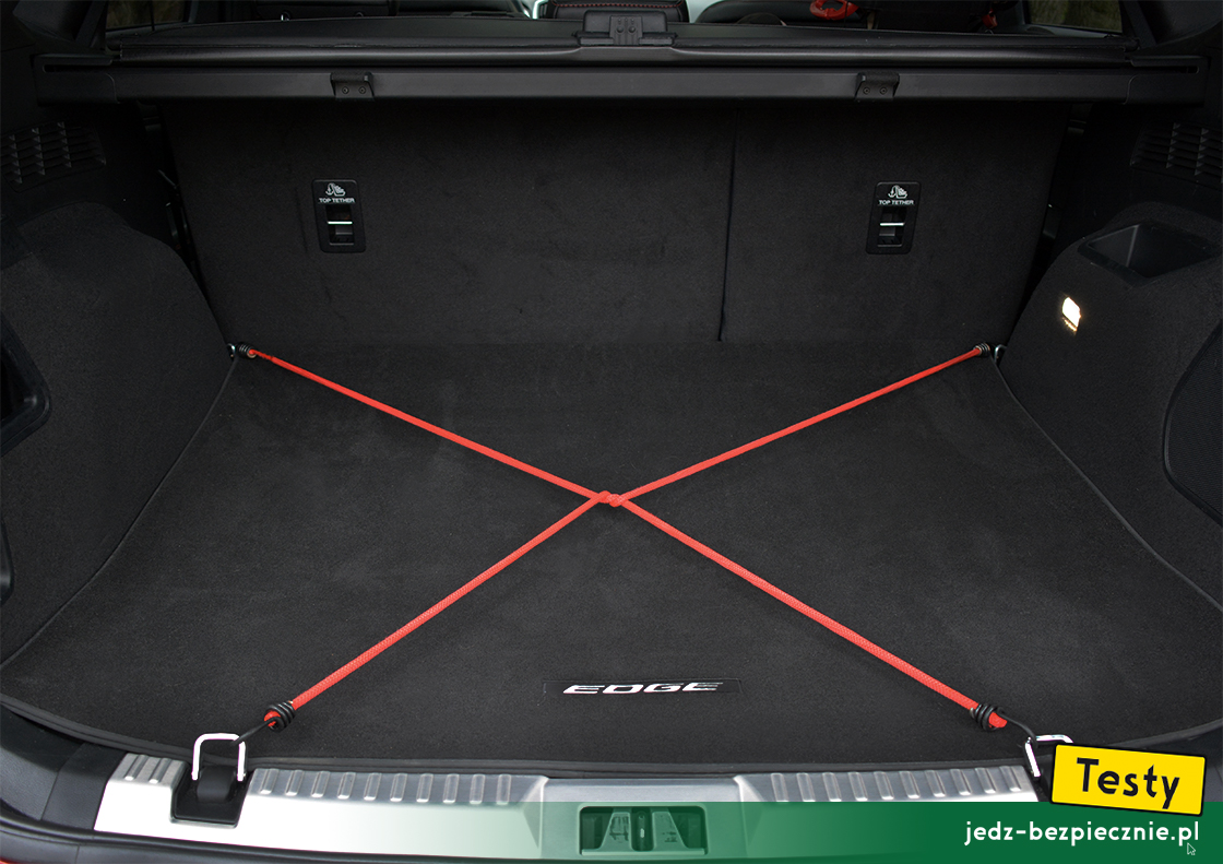 Testy - Ford Edge II facelifting - linki zabezpieczające przewożone przedmioty w bagażniku