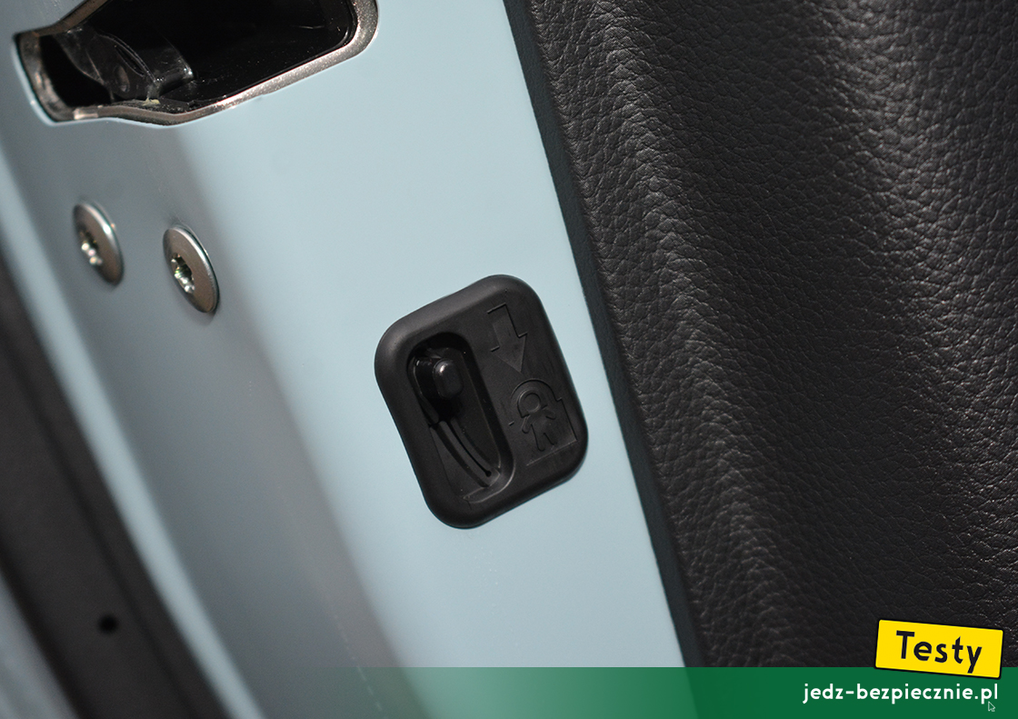 Testy - Honda Jazz IV Crosstar hybrid - blokada możliwości otwarcia tylnych drzwi od środka samochodu