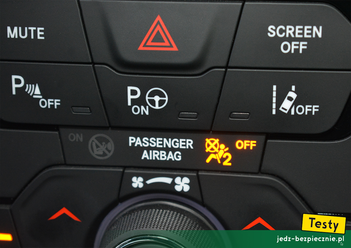 TESTY | Jeep Renegade 4xe - status nieaktywnej poduszki powietrznej pasażera, OFF