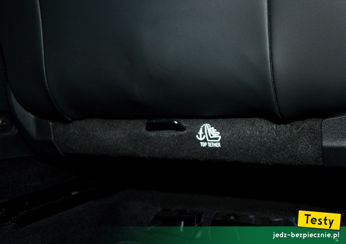 Testy - Cupra Leon e-Hybrid hatchback - top-tether fotel pasażera
