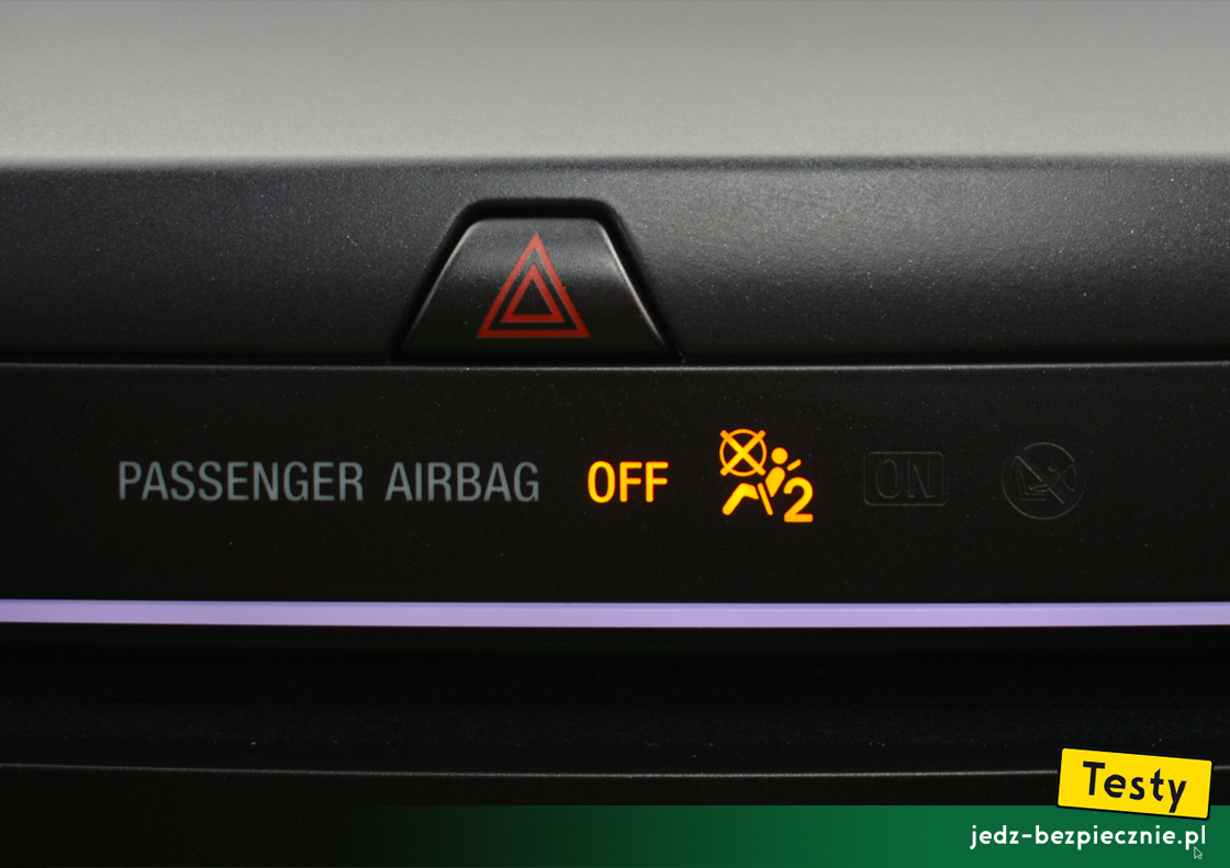 Testy - Ford S-Max hybrid - sygnalizacja nieaktywnej poduszki powietrznej pasażera, OFF