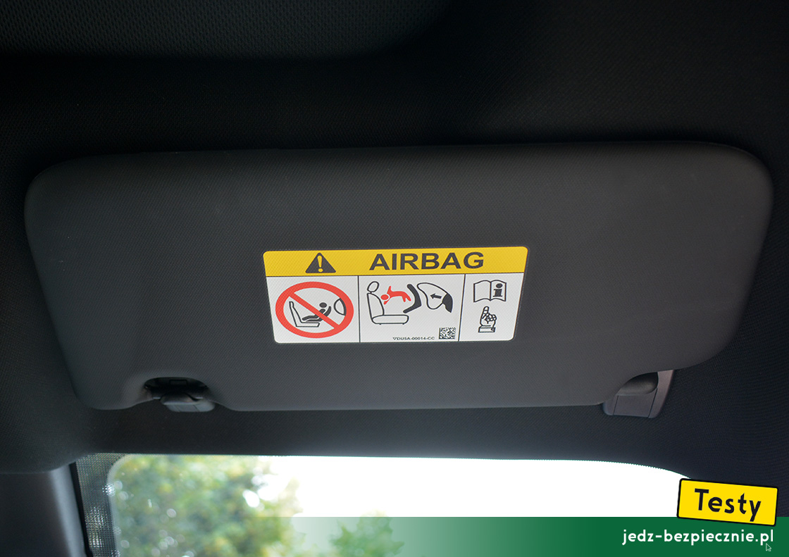 TESTY | Ford Puma mild hybrid facelifting | ostrzeżenie, fotelik dziecięcy w pozycji tyłem do kierunku jazdy na miejscu pasażera, aktywna poduszka powietrzna