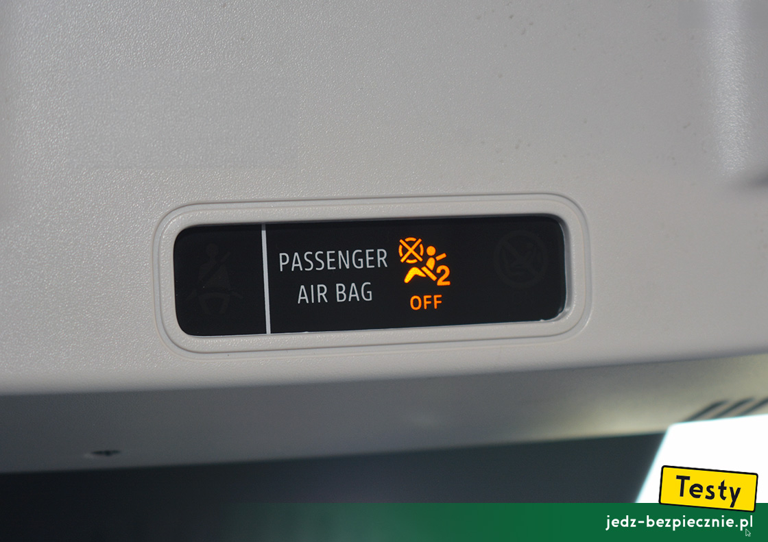 TESTY | Renault Grand Kangoo | informacja o statusie przedniej poduszki powietrznej pasażera, nieaktywna, OFF
