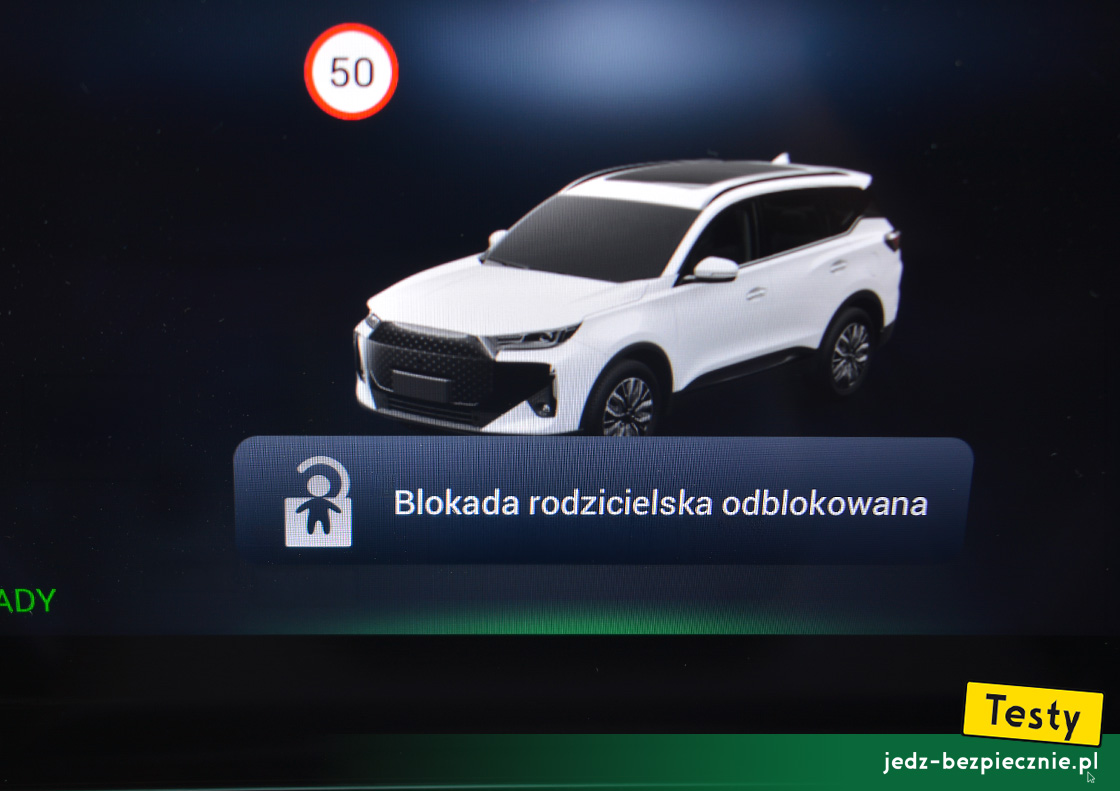 TESTY | Chery Tiggo 7 | nieaktywna blokada rodzicielska - szyby i drzwi