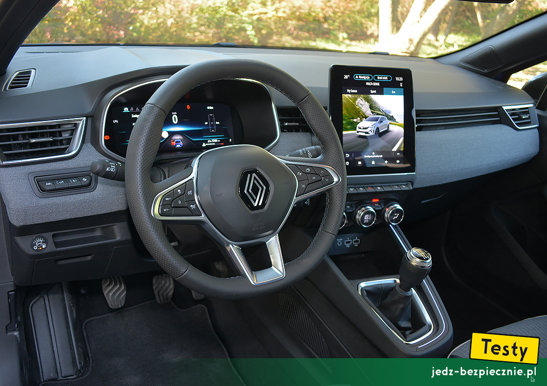 TESTY | Renault Clio V LPG facelifting - kokpit wersji Techno z cyfrowym zestawem zegarów i ekranem dotykowym