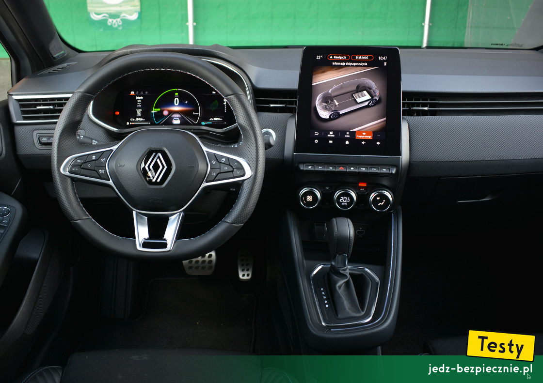 TESTY | Renault Clio V E-Tech facelifting - kokpit topowej wersji wyposażenia Esprit Alpine z napędem pełnej hybrydy