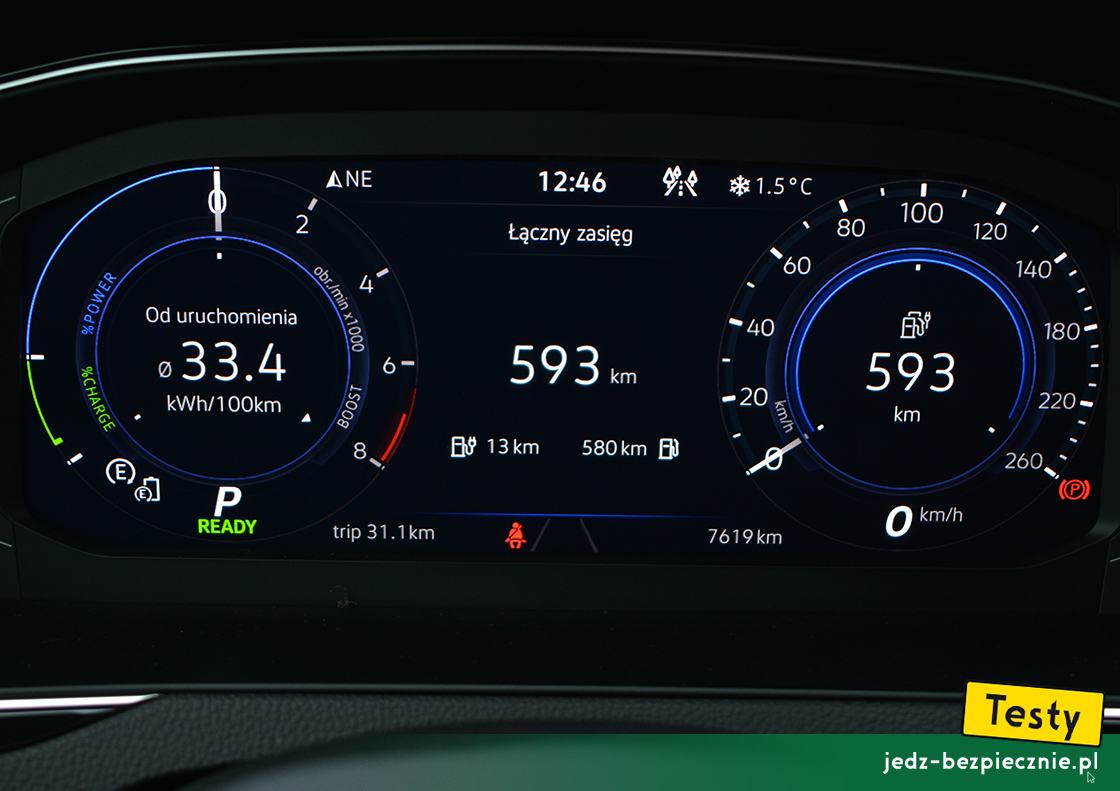 Testy - Volkswagen Passat GTE Variant - poziom naładowania baterii