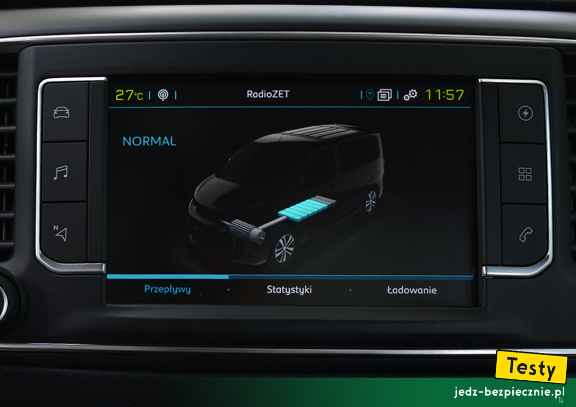 Testy - Peugeot e-Traveller - monitor przepływu energii