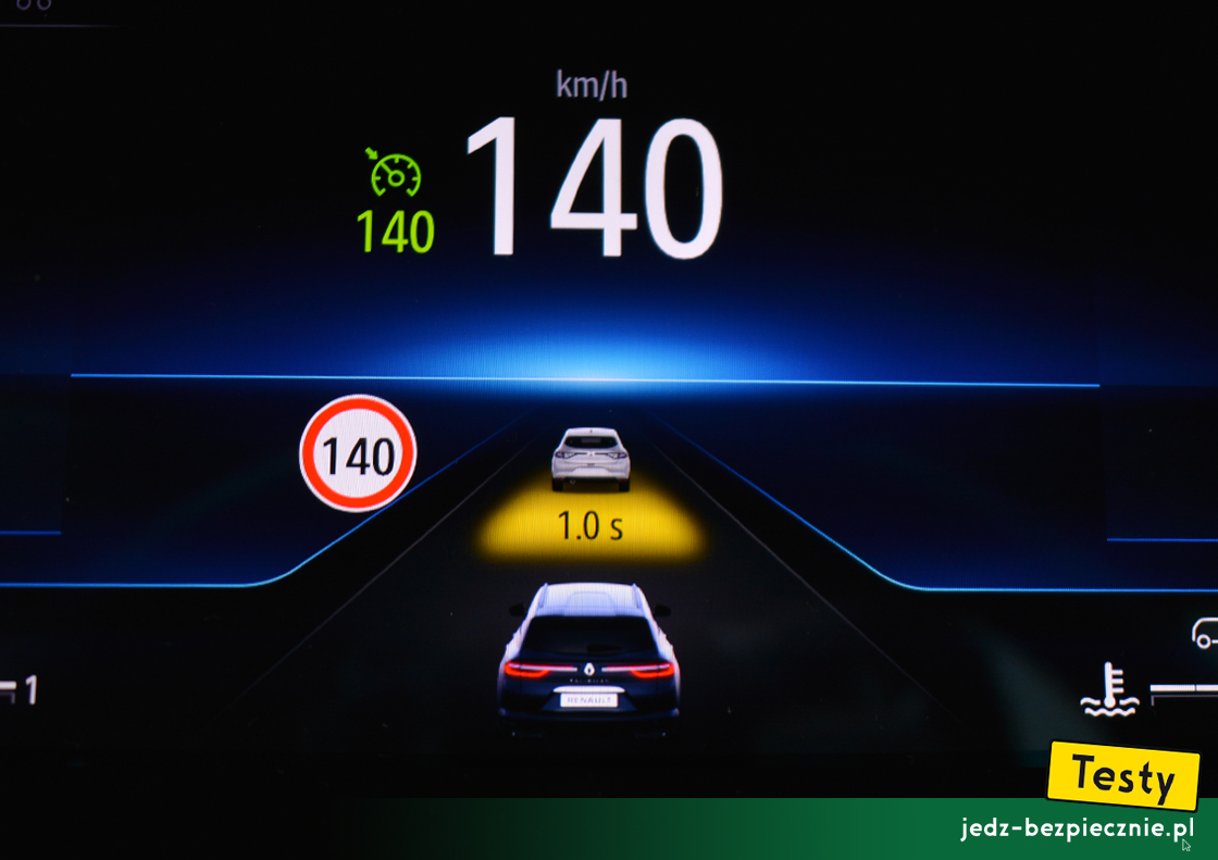 Testy - Renault Talisman Grandtour fl 2020 - system informacji o odległości od poprzedzającego pojazdu, ostrzeżenie