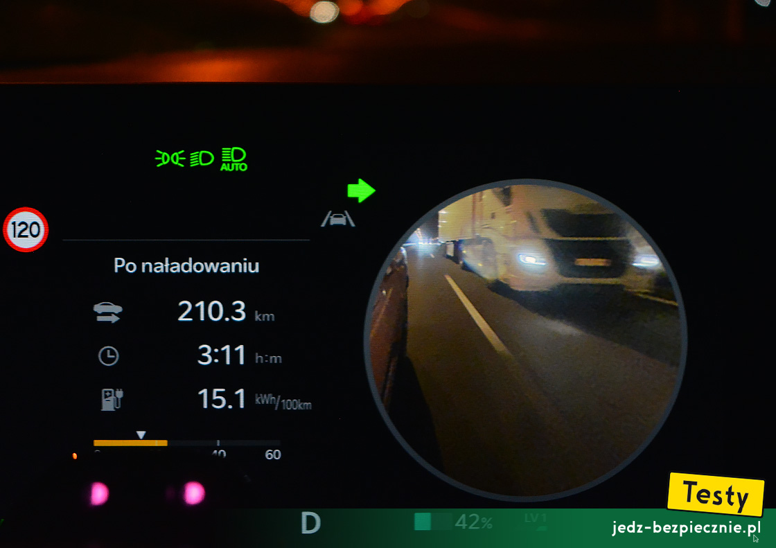 Testy - Kia EV3 - plusy: asystent martwego pola w lusterkach bocznych