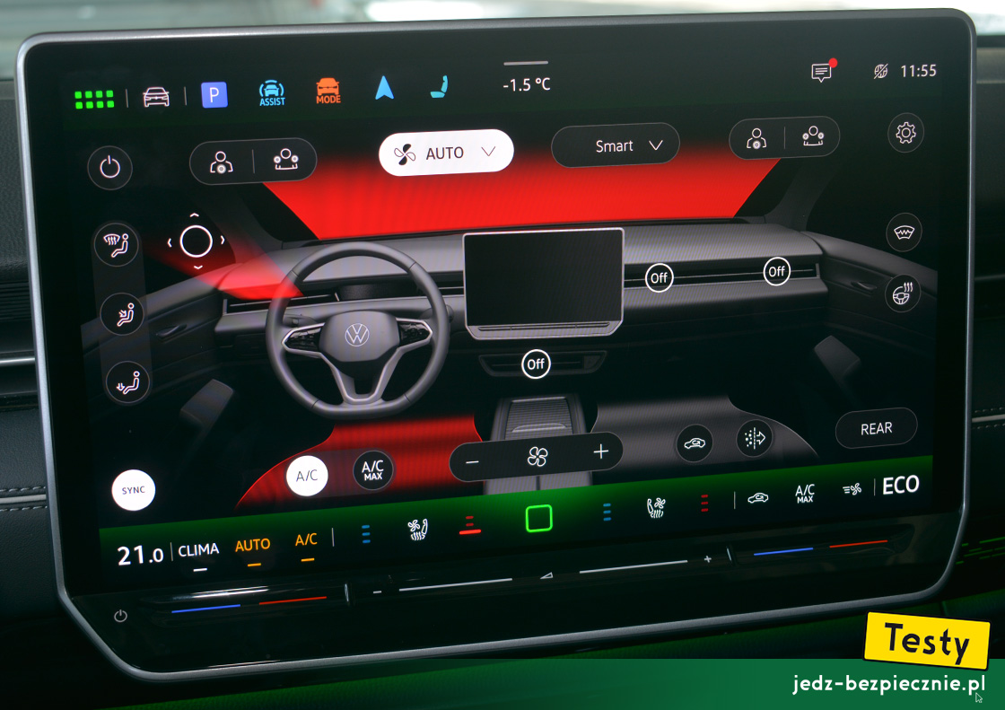 Testy - Volkswagen ID.7 - minusy: ekran dotykowy zamiast fizycznych przycisków